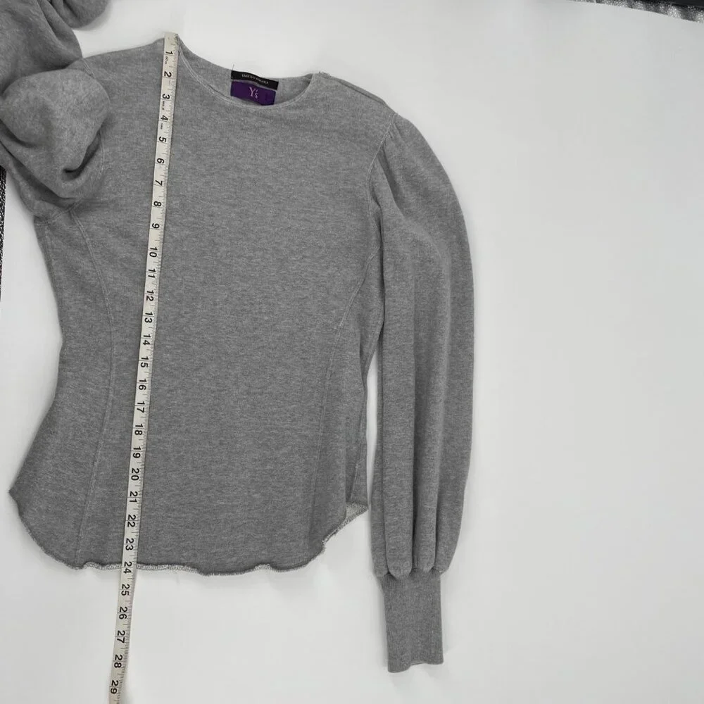 Takeshi Kosaka Y's Gray Puffed Sleeve Cotton Sweater Womens 2 Zipper Shoulder